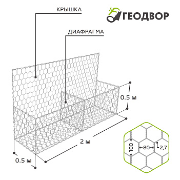 Габион ГСИ-К-2,0х0,5х0,5-С80-2,7-Ц