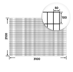 Панель сварная оцинкованная 3,1х2,1 м, 4 мм, яч. 5х10 см