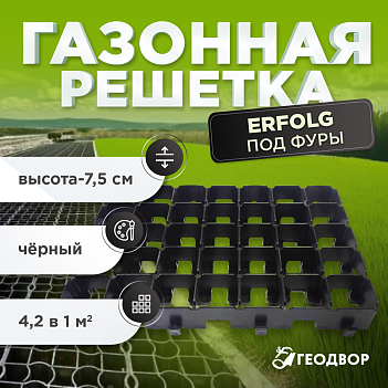 Газонная решетка Erfolg под фуры черная (усиленная) 7,5 см