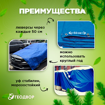 Тент универсальный 80 гр 2х3м (Синий)