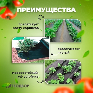 Спанбонд 60 мкм шир. 1,6 м (10 м.п) черный